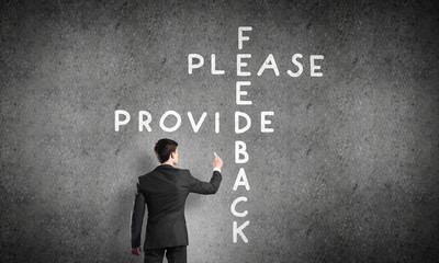 Seminar trainer draw on chalkboard