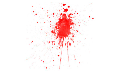 Red ink blot on white background