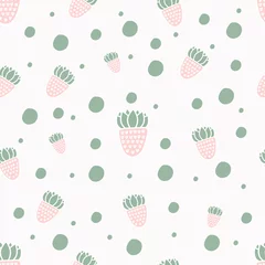 Muurstickers cactus seamless template, green, hand drawn, cute, wrapping paper  © Micro Cube