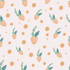 Fotobehang cactus seamless template, green, hand drawn, cute, wrapping paper  © Micro Cube