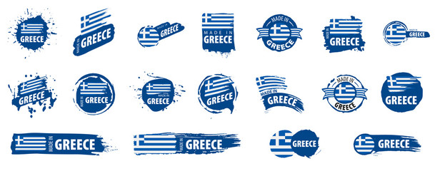 Naklejka premium Greece flag, vector illustration on a white background.