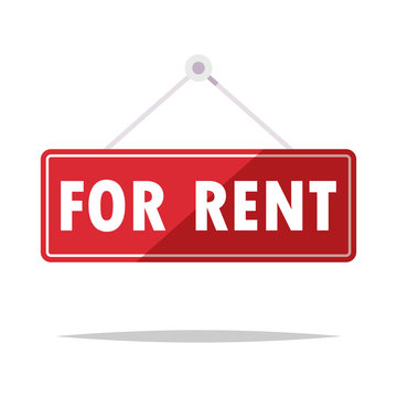 For Rent Hanging Sign Vector Isolated Illustration