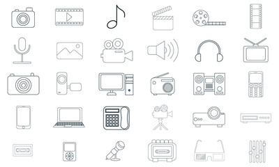 Media icon set for web and mobile app design