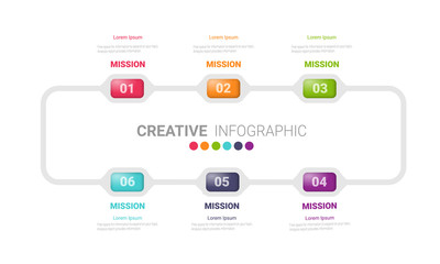 Circle infographics elements design with numbers 6 option, 6 step. can be used for workflow layout, diagram, number step up options.