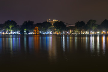 Hoan Kiem Lake and Turtle Tower in Hanoi, Vietnam