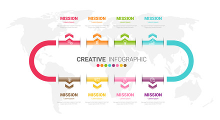 Vector infographic. Template for cycle diagram, graph, presentation and round chart. Business concept with 8 options, parts, steps or processes. Data visualization.