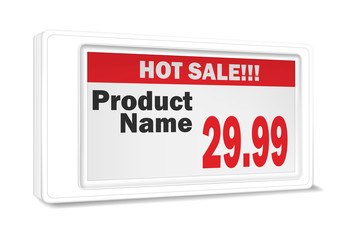 Electronic shelf label, realistic vector mockup. Information e-paper display for retail store price tags, template