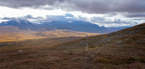 Mountain landscape in autumn. Abisko national park in north of Sweden.