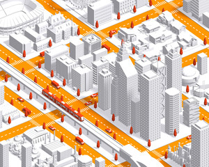 city isometric newwhite2 with 3d rendering