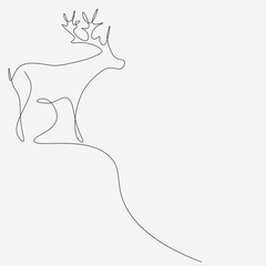 Christmas background with deer in forest landscape vector illustration