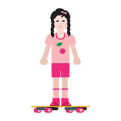 Girl and her skateboard.