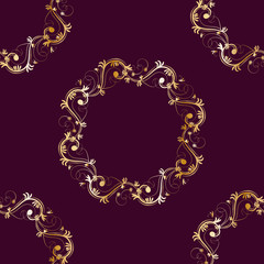 Seamless pattern Gold ornament on a brown background  Merry Christmas and Happy New Yea  55