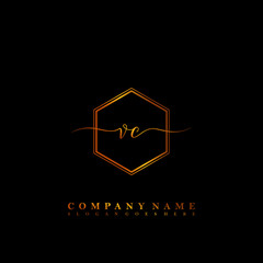 Fototapeta na wymiar VC Initial luxury handwriting logo vector