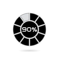 Percentage diagram. 10 20 30 40 50 60 70 80 90 100 percent pie chart. Business infographics template
