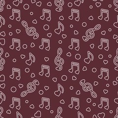 Notes, hearts. Romantic pattern. Valentine's day