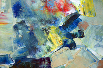 Abstract modern painting. Painting painted with a palette knife on canvas with oil paints in a large stroke.