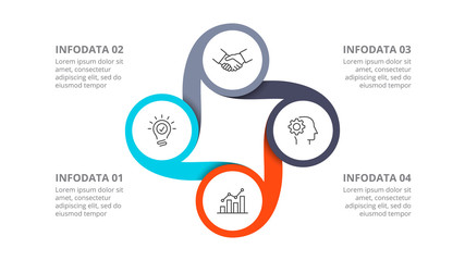 Business data visualization. Abstract elements of cycle diagram with 4 steps, options, parts or processes. Vector business template for presentation. Creative concept for infographic.