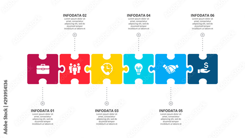 Aufkleber puzzle vector processes infographics. businecc concept for chart, diagram, web design, or presentati
