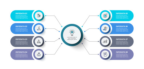 Creative concept for infographic. Business data visualization. Abstract elements diagram with 8 steps, options, parts or processes. Vector business template for presentation.