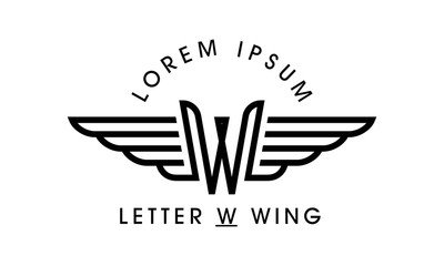 Letter W Wing Emblem Logo