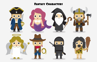 Cute characters in fantasy costumes for Halloween party