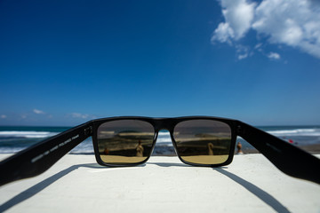 looking through sunglasses