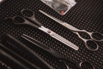 Hairstylist equipment at the barbershop