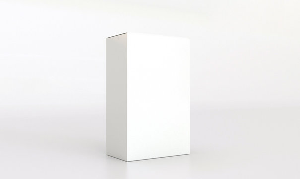 3D white box isolated on white background. Mock Up box for packiging design.