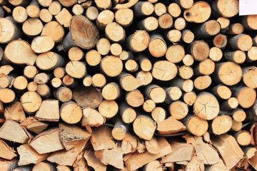 Firewood energy prepare for the winter, wooden background