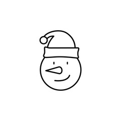 christmas snowman line icon on white background