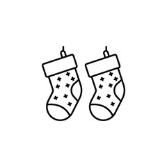 Christmas, socks line icon on white background