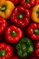 Fresh red, green, yellow bell pepper background.