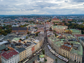 Fototapeta premium Grodzka street in Krakow from a bird's eye view, Poland