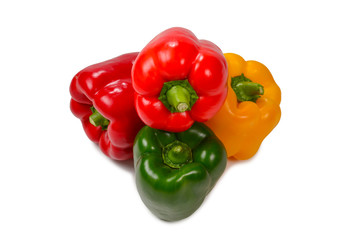Group of bell peppers isolated on white background.