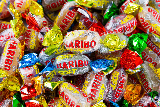Tambov, Russian Federation - April 20, 2013 Heap of Haribo soft jelly candy