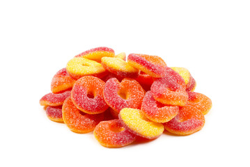 Jelly rings isolated on white background. Orange rings.