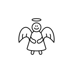Christmas, angel line icon on white background