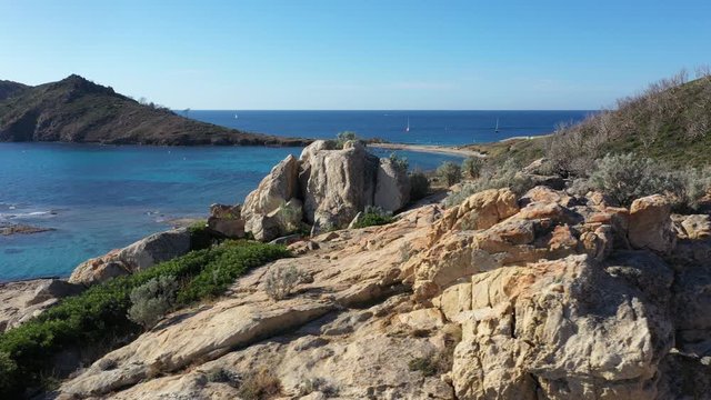 Aerial view of Cap Camarat, l'Escalet located in peninsula of Saint Tropez in south of France