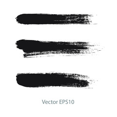 brush strokes watercolor background. Vector black paint