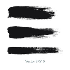 brush strokes watercolor background. Vector black paint