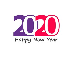 Happy New Year 2020 Text Design Patter, Vector illustration