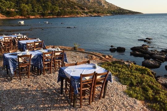 sunset beach restaurant at Anavyssos in Greece