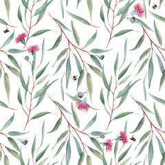 Watercolor australian floral pattern © zenina