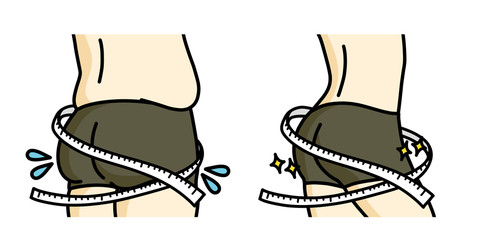 ダイエット-垂れたお尻と引き締まったお尻-メジャー