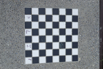 chessboard on a concrete