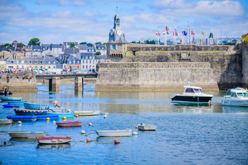Boats and ships in the port of Concarneau. Brittany. France - 293965546