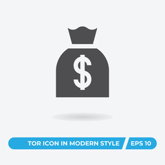 Money bag vector icon, simple sign for web site and mobile app.
