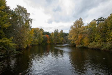 Fototapeta na wymiar autumn landscape with river and trees
