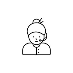 call center, avatar, girl line icon on white background