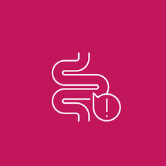 constipation icon with bowel, linear vector